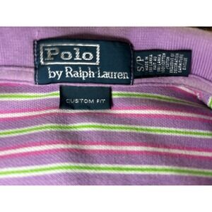 Polo Ralph Lauren 100% Cotton  Men's Purple/Green Stripe Custom Fit Short Sleeve